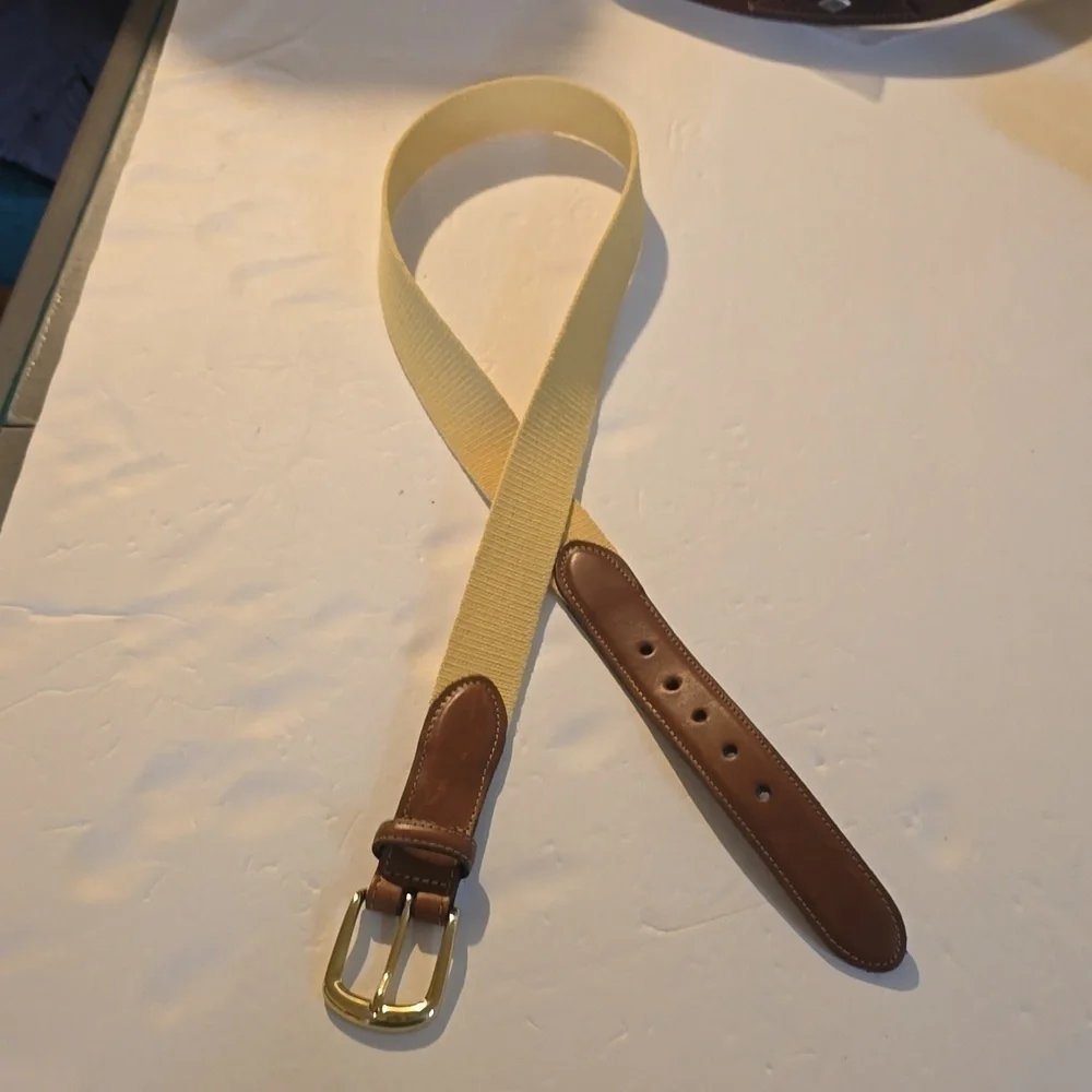 Torino Womens Yellow belt with brown leather ENDS Gold Buckle Sz.L